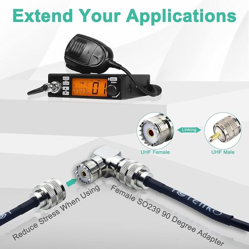 Upgraded SO239 90 Degree Adapter, UHF Female Right Angle 2-Pack in Kuwait