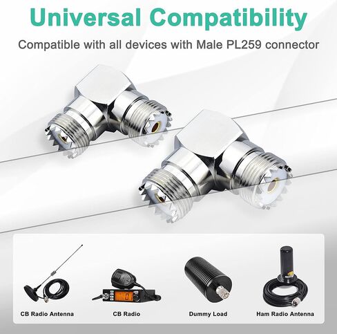 Upgraded SO239 90 Degree Adapter, UHF Female Right Angle 2-Pack in Kuwait