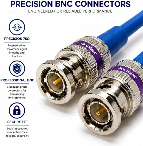 AV-Cables 12G 4K HD SDI BNC - BNC Cable 4855R Mini RG59 (1.5ft, Black) in Kuwait