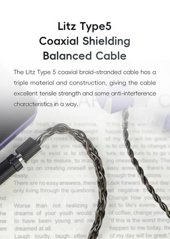 HiBy CuAg8 Balance Earphone Cable Coaxial Silver-Plated Copper Litz Type5 Coaxial Shielding 4Pin-Lock Plugs 3.5mm+4.4mm Jack in Kuwait