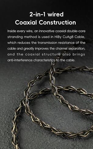 HiBy CuAg8 Balance Earphone Cable Coaxial Silver-Plated Copper Litz Type5 Coaxial Shielding 4Pin-Lock Plugs 3.5mm+4.4mm Jack in Kuwait