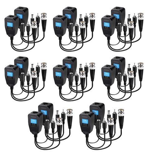 Passive Video Balun Connector 8 Pairs Passive Video Power Balun Audio 960P/1080P/2MP BNC to RJ45 Network Transceiver Cat5e/Cat6 Adapter AHD/TVI/CVI/CVBS for Full HD Surveillance Camera System Balun83 in Kuwait