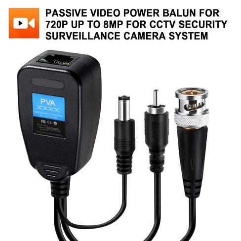 Passive Video Balun Connector 8 Pairs Passive Video Power Balun Audio 960P/1080P/2MP BNC to RJ45 Network Transceiver Cat5e/Cat6 Adapter AHD/TVI/CVI/CVBS for Full HD Surveillance Camera System Balun83 in Kuwait