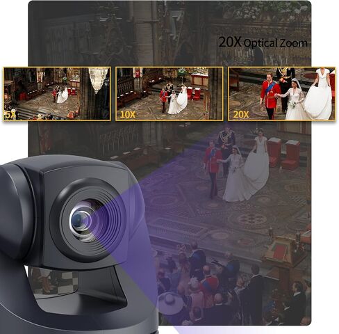 4K PTZ Camera 20X, HDMI USB Video Conference Camera Webcam Live Streaming for Church Worship/Events Services/Education,Works with Zoom,Skype,OBS(Black) in Kuwait