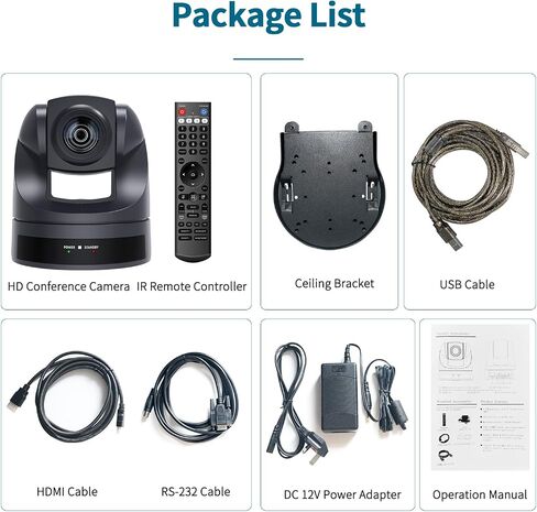 4K PTZ Camera 20X, HDMI USB Video Conference Camera Webcam Live Streaming for Church Worship/Events Services/Education,Works with Zoom,Skype,OBS(Black) in Kuwait