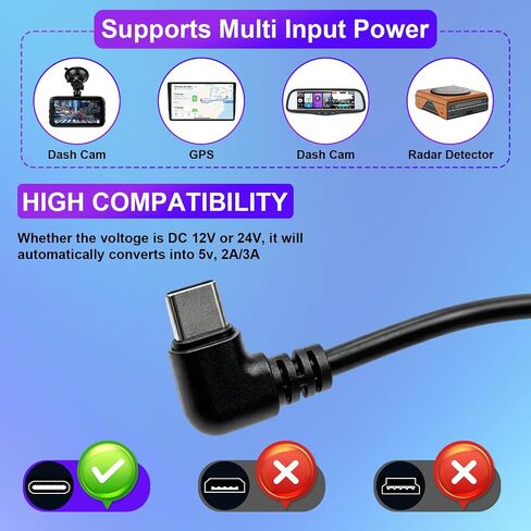 Dash Cam Hardwire Kit, OBD to USB-C Port, 12V-24V to 5V 3A in Saudi Arabia