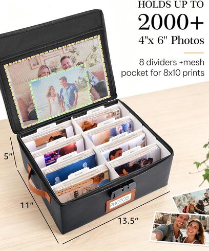 Fireproof Photo Storage Box, 2000+ 4x6 Photo Organizer with Lock in Kuwait