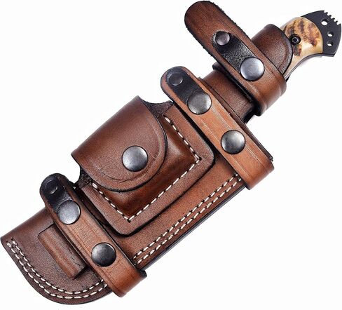 Ottoza Fixed Blade Hunting Knife with Leather Sheath and Horizontal Carry - Wood Handle - Full Tang Outdoor Survival and Camping Knife for Men 433 in Kuwait