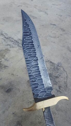 DAMASCUS STEEL FULL TANG/FLINT KNAPPED FINISH/BLANK BLADE FOR KNIFE MAKING in Kuwait