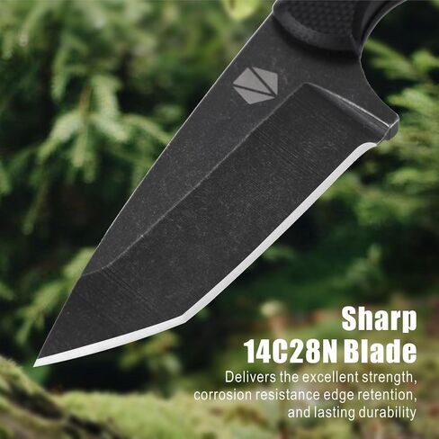 REAT Fixed Blade Knife with Kydex Sheath, 1.8" 14C28N Steel Blade,Ergonomic G10 Handle, Sharp Mini Neck Knife,Utility EDC Knife for Camping,Hiking,Skinning,Gifts for Men,Women in Kuwait