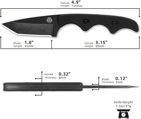 REAT Fixed Blade Knife with Kydex Sheath, 1.8" 14C28N Steel Blade,Ergonomic G10 Handle, Sharp Mini Neck Knife,Utility EDC Knife for Camping,Hiking,Skinning,Gifts for Men,Women in Kuwait