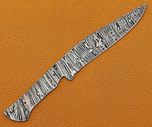 10.75 inches long Kukri point Blank blade, hand forged Ladder pattern Damascus steel hunting knife blade, knife making supplies, 3 Pin hole scale, 6" sharp cutting edge in Kuwait