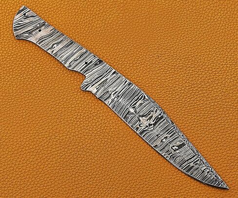 10.75 inches long Kukri point Blank blade, hand forged Ladder pattern Damascus steel hunting knife blade, knife making supplies, 3 Pin hole scale, 6" sharp cutting edge in Kuwait