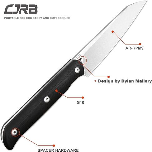 CJRB CUTLERY Tactical Knife Silax (J1921) AR-RPM9 Powder Steel Blade Black G10 Handle Pocket Knife Fixed Blade Knife EDC Knife in Kuwait