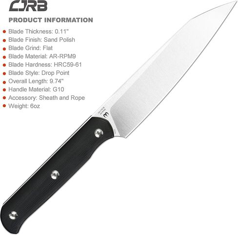 CJRB CUTLERY Tactical Knife Silax (J1921) AR-RPM9 Powder Steel Blade Black G10 Handle Pocket Knife Fixed Blade Knife EDC Knife in Kuwait