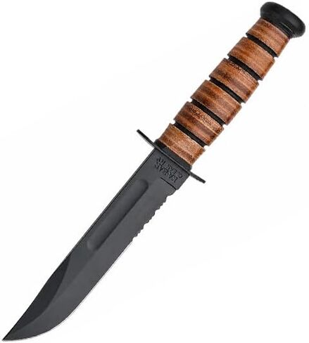 KA-BAR 1218 USMC Full-Size Fighting Knife – 7" Serrated Blade with Leather Sheath in Kuwait