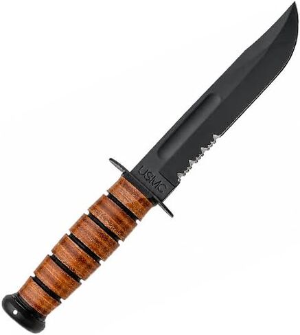 KA-BAR 1218 USMC Full-Size Fighting Knife – 7" Serrated Blade with Leather Sheath in Kuwait