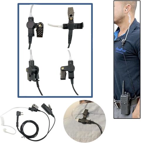 MaximalPower Acoustic Tube Earpiece Surveillance Kit with PTT and with Kevlar Enforcement Inside The Cable Compatible for Motorola 2-Pin Two Way Radios (2 Pack) in Kuwait