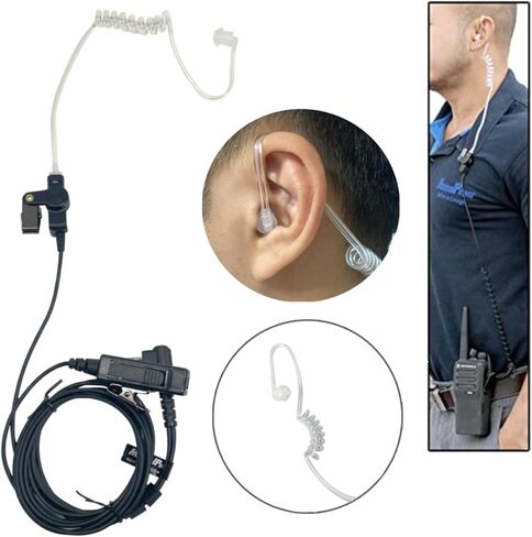 MaximalPower Acoustic Tube Earpiece Surveillance Kit with PTT and with Kevlar Enforcement Inside The Cable Compatible for Motorola 2-Pin Two Way Radios (2 Pack) in Kuwait