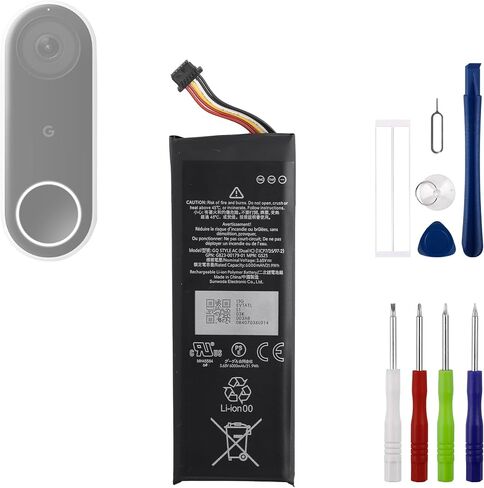 G823-00179-01 3.65V 6000mAh Battery, Compatible with Nest GQ Style AC Doorbell，Comes with a Battery Installation Tool in Kuwait