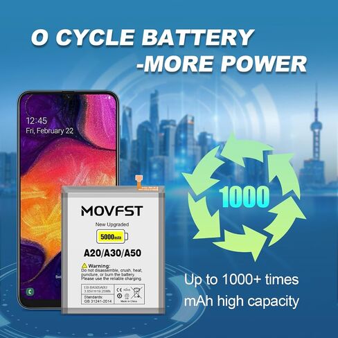 Replacement Battery for Samsung Galaxy A20 A30 A50,5000mAh High Capacity Battery Fit for Model A505F /A30 SM-A305 /A20 A205FN A202F /A30s SM-A307 with Repair Tool Kits,EB-BA505ABU in Kuwait