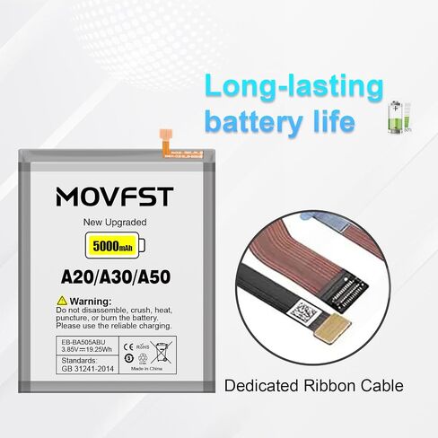 Replacement Battery for Samsung Galaxy A20 A30 A50,5000mAh High Capacity Battery Fit for Model A505F /A30 SM-A305 /A20 A205FN A202F /A30s SM-A307 with Repair Tool Kits,EB-BA505ABU in Kuwait