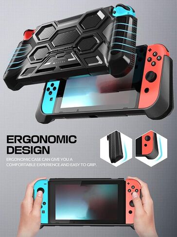 Mumba Protective Case for Nintendo Switch 1 (2017 Release), [Battle Series] [Built-in Kickstand] Heavy Duty Grip Cover for Nintendo Switch Console with Comfort Padded Hand Grips (Black) in Kuwait