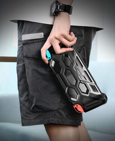 Mumba Protective Case for Nintendo Switch 1 (2017 Release), [Battle Series] [Built-in Kickstand] Heavy Duty Grip Cover for Nintendo Switch Console with Comfort Padded Hand Grips (Black) in Kuwait