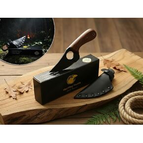 High Carbon Steel Bushcraft Knife – 7" Full Tang Hunting Knives with Leather Sheath & Rosewood Handle – Handmade Fixed Blade Skinning – Survival, Camping & Outdoor Utility Knife for Men in Kuwait