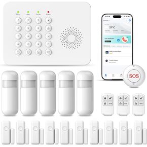20 PCS Alarm System for Home Security,Wireless Home Security Systems with DIY Expandable Door Sensor,Motion Detector,4G GSM/Tuya App Alerts,Compatible with Alexa for Villa,Apartment,Warehouse in Kuwait