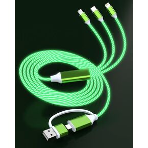 Opluz USB C Cable, Colorful Gradual Light up Multi Charging Cable 3 in 1 Type C Charger Fast Charging 60W Led USB Type C Cord Compatible with iPhone 17/16/15/14/13/12/11, Galaxy,pad,Pixel 4FT - Green in Kuwait