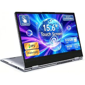 15.6" 2-in-1 Touchscreen Laptop Computer, AMD A9 Processor(up to 3.2GHz), 16GB RAM 512GB SSD, Convertible Notebook with IPS FHD Display, WiFi, USB-C, Win11 Laptop for Work, Study & Home in Kuwait
