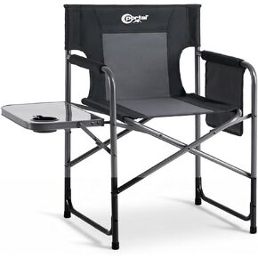 Portal Directors Chair for Adults with Side Table, Folding Camping Chairs Heavy Duty 225LBS, Portable Lawn Chairs with Cup Holder for Outdoor, Beach, Travel, Blue/Grey in Kuwait