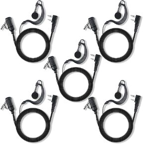 Walkie Talkie Earpiece with Mic PTT 2 Pin G Shape Headset Ear Piece, 5 Pack in Saudi Arabia