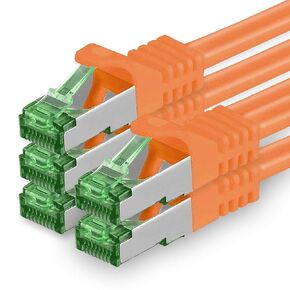 1aTTack.de Cat.7 ethernet Cable 0,25m - Orange - 5 Pieces - Cat7 LAN Network 10GBASE-T - 10000 Mbps (Sftp Pimf) Double Shielded patchcable RJ45 Plug Cat.6a in Kuwait