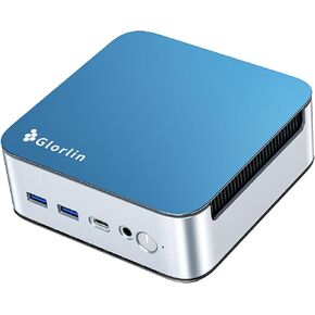 Glorlin Mini PC Ryzen 5 6600H(Beats 7730U), 16G LPDDR5 512G NVMe SSD, Mini Desktop Computer with 4K Triple Display, WiFi 6 BT5.3 Dual LAN, Mini Computer for Office, Home, Business in Saudi Arabia