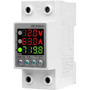 110V 120VAC Din Rail Adjust Over Under Current and Voltage Protective Device Protector Relay 40A 63A Power Consumption kWH Meter in Kuwait