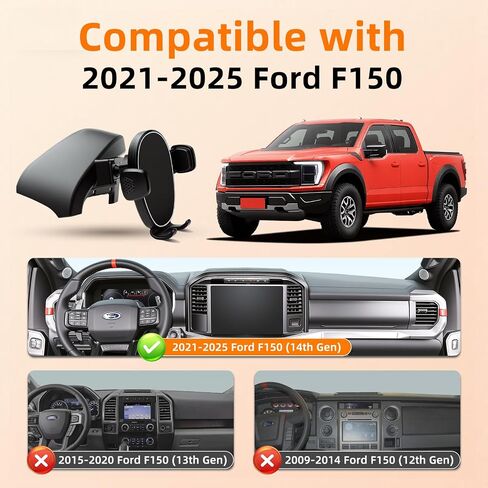Phone Holder for F150 (2021-2024 2025, 14th Gen), Dash Phone Mount for Truck, 360° Mobile Holder, Hands Free Automobile Cradlest for iPhone, Samsung & Android, Car Gadgets & Accessories for Ford F-150 in Kuwait