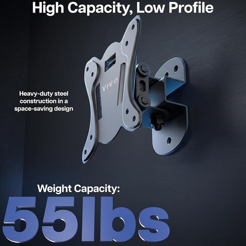VIVO Compact TV Wall Mount for 13 to 32 inch Screens up to 55 lbs, Tilt and Swivel, Single Stud, Low Profile 3 inches from Wall, VESA 75x75 and 100x100, Black, MOUNT-TS132K in Kuwait