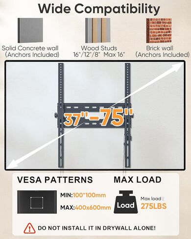 FORGING MOUNT Portrait TV Wall Mount, Tilt TV Mount for Vertical Mounting of Displays from 32-75 Inch TVs, Holds 275 lbs, Anti-Theft Locking, Max VESA 400x600mm in Kuwait