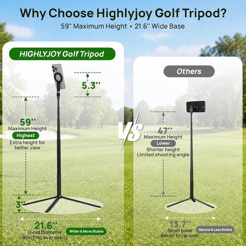Golf Tripod for Swing Recording & Analysis, 59" Extra-Height in Kuwait