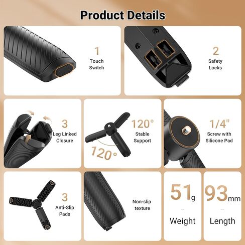 One-Touch Open Mini Tripod for DJI Osmo Pocket 4P/4/3. in Kuwait