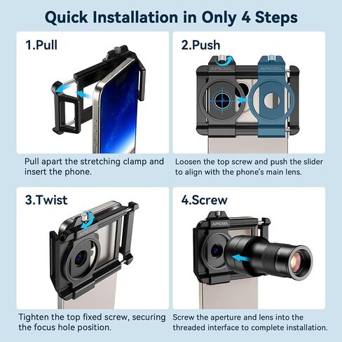 6X Telephoto Lens & 150mm Macro Lens, 2 in 1 Phone Camera Lens Kit with Universal Lens Clip, Phone Lens Attachment for iPhone and Andriod in Kuwait