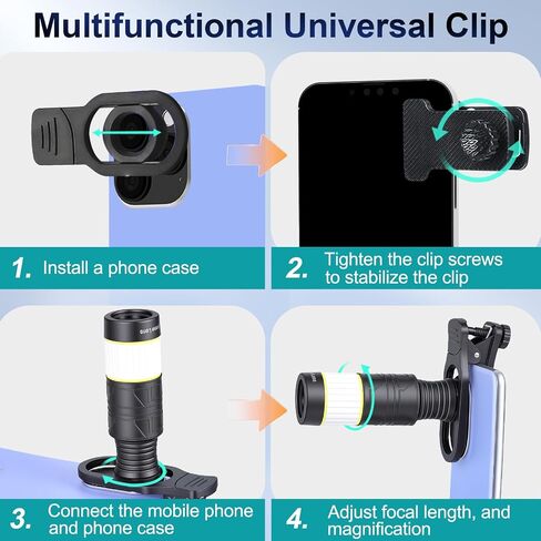 38X Phone Camera Lens for iOS and Android Cellphones, Telephoto Zoom Mobile Phone Lens with All-Purpose Phone Holder for Picture & Video Taking in Saudi Arabia