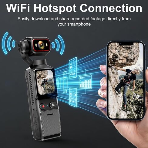 4K WiFi Pocket Action Camera Handheld Vlogging Camera, Anti-Shake Body Cam for Traval, YouTube Camcorder Video Cam in Kuwait