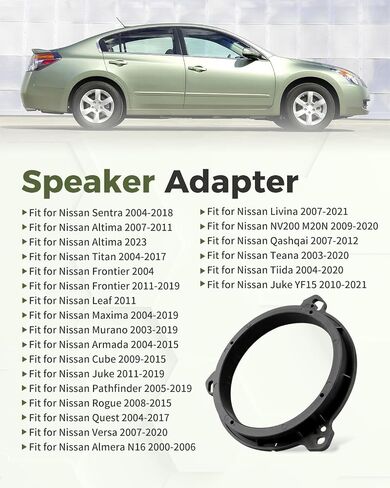 6.5" Door Speaker Adapter Bracket & Harness Fit for Nissan Rogue Sentra Altima Maxima Pathfinder Murano Frontier Titan Versa Juke Armada Quest Cube, Speaker Spacer Ring 1 Pair in Kuwait