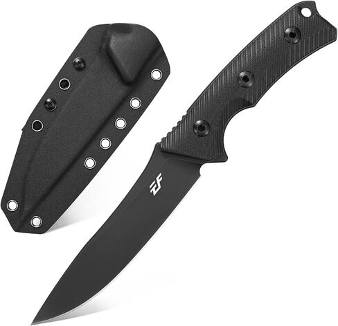 Eafengrow EF124 Fixed Blade Knife 14c28n Steel Blade Coated Black Titanium, G10 Handle Fixed Knife for Outdoor Camping Hunting Survival EDC Tool Knives with Kydex Sheath(Black) in Kuwait