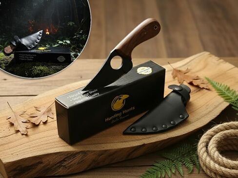 High Carbon Steel Bushcraft Knife – 7" Full Tang Hunting Knives with Leather Sheath & Rosewood Handle – Handmade Fixed Blade Skinning – Survival, Camping & Outdoor Utility Knife for Men in Kuwait