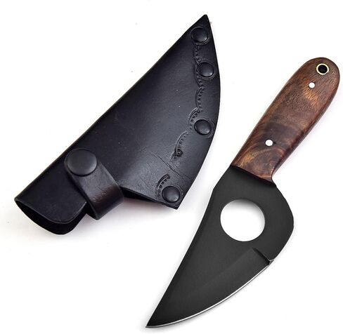 High Carbon Steel Bushcraft Knife – 7" Full Tang Hunting Knives with Leather Sheath & Rosewood Handle – Handmade Fixed Blade Skinning – Survival, Camping & Outdoor Utility Knife for Men in Kuwait