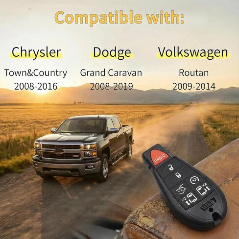 DIY Keyless Entry Remote Car Key Fob Replacement Fits for Dodge Grand Caravan 2008-2019, for Chrysler Town & Country 2008-2016， with Interchangeable 5 & 7-Button Keypads, FCC ID: IYZ-C01C / M3N5WY783X in Kuwait